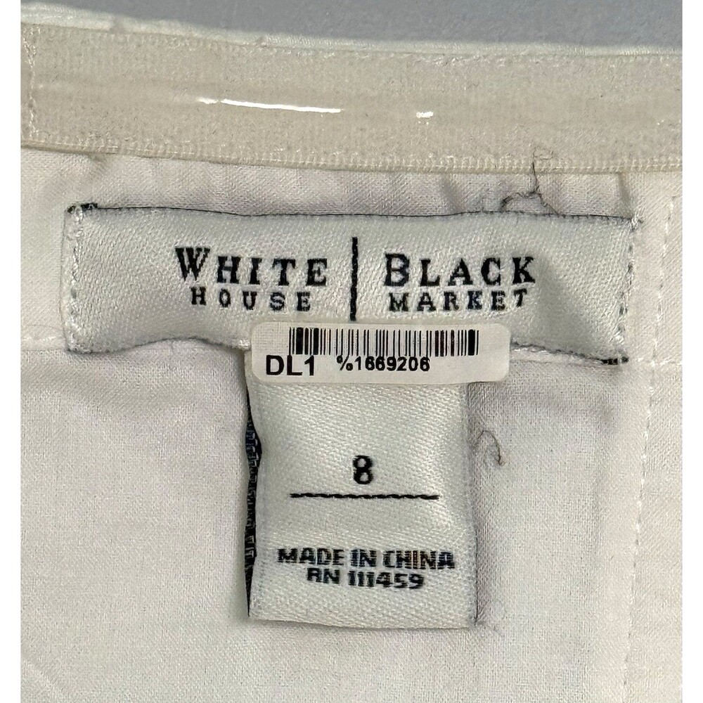 White House Black Market Structured Halter Top Sz US 8 Cotton Embroidered Lined - Picture 6 of 10